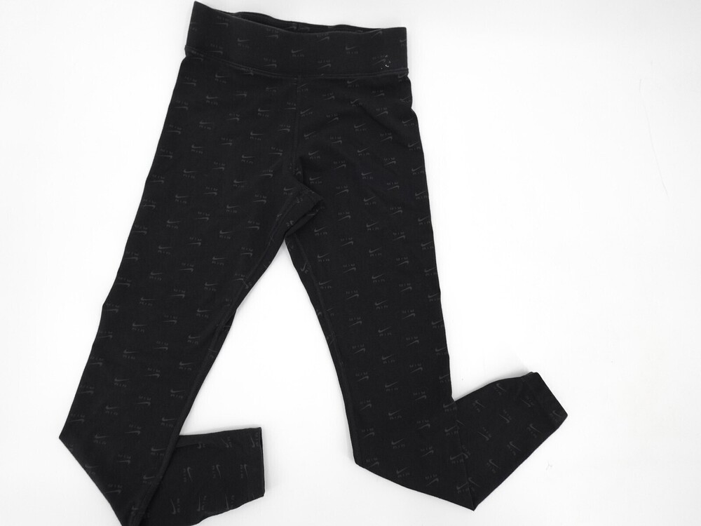 Nike Air Leggings Womens Small Black Allover Swoosh Mid Rise Athletic